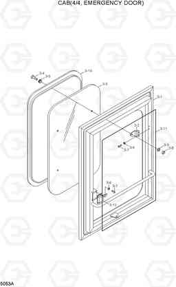 5053A CAB(4/4, EMERGENCY DOOR) HL720-3(#0053-), Hyundai
