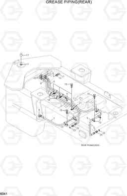 6041 GREASE PIPING(REAR) HL720-3(#0053-), Hyundai