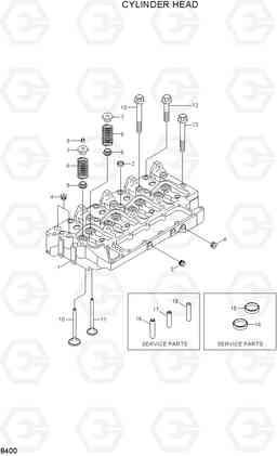 8400 CYLINDER HEAD HL720-3(#0053-), Hyundai