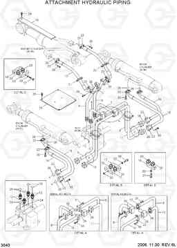 3040 ATTACHMENT HYDRAULIC PIPING HL730-7, Hyundai