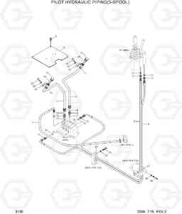 3130 PILOT HYDRAULIC PIPING(3-SPOOL) HL730-7, Hyundai