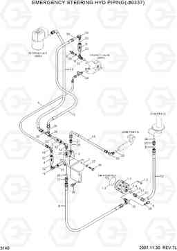 3140 EMERGENCY STEERING HYD PIPING(-#0337) HL730-7, Hyundai