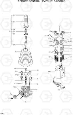4051 REMOTE CONTROL LEVER(1/2, 3-SPOOL) HL730-7, Hyundai