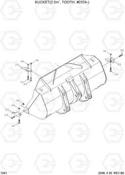 7041 BUCKET(2.0M3, TOOTH, #0354-) HL730-7, Hyundai