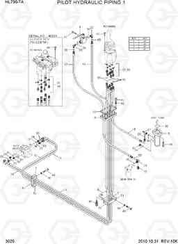 3020 PILOT HYDRAULIC PIPING 1 HL730-7A, Hyundai