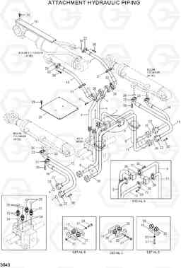 3040 ATTACHMENT HYDRAULIC PIPING HL730-7A, Hyundai