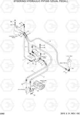 3060 STEERING HYDRAULIC PIPING 1(DUAL PEDAL) HL730-7A, Hyundai