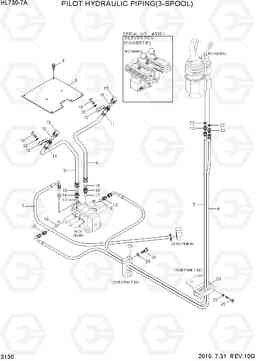 3130 PILOT HYDRAULIC PIPING(3-SPOOL) HL730-7A, Hyundai