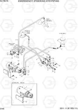 3140 EMERGENCY STEERING HYD PIPING HL730-7A, Hyundai