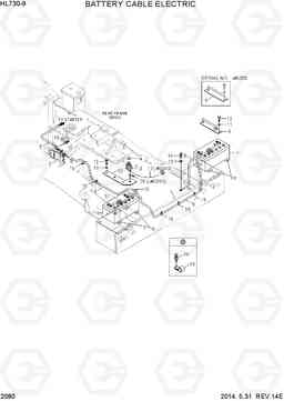 2080 BATTERY CABLE ELECTRIC HL730-9, Hyundai