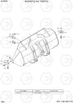 7041 BUCKET(2.0M3, TOOTH) HL730-9, Hyundai