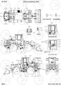 8020 DECALS(ENGLISH) HL730-9, Hyundai