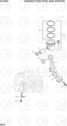 9410 CONNECTING ROD AND PISTON HL730-9, Hyundai