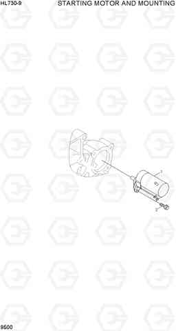 9500 STARTING MOTOR AND MOUNTING HL730-9, Hyundai