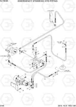 3140 EMERGENCY STEERING HYD PIPING HL730-9A, Hyundai