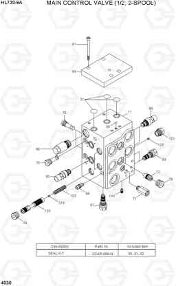 4030 MAIN CONTROL VALVE(1/2, 2-SPOOL) HL730-9A, Hyundai