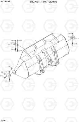 7040 BUCKET(1.8M3, TOOTH) HL730-9A, Hyundai