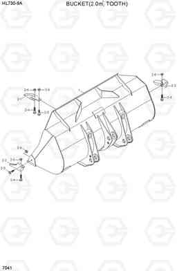 7041 BUCKET(2.0M3, TOOTH) HL730-9A, Hyundai