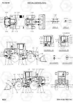 8020 DECALS(ENGLISH) HL730-9A, Hyundai