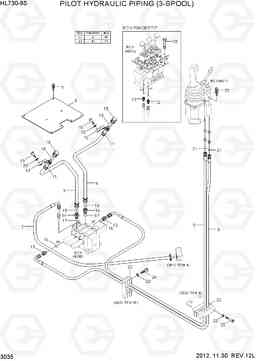 3035 PILOT HYDRAULIC PIPING (3-SPOOL) HL730-9S, Hyundai