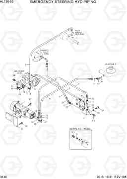 3140 EMERGENCY STEERING HYD PIPING HL730-9S, Hyundai