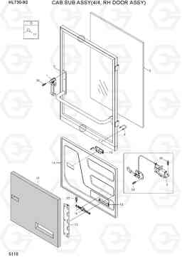 5110 CAB SUB ASSY(4/4, RH DOOR ASSY) HL730-9S, Hyundai