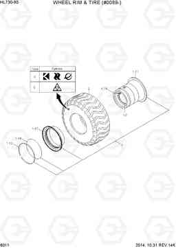 6011 WHEEL RIM & TIRE (#0089-) HL730-9S, Hyundai