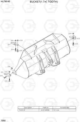 7050 BUCKET(1.7M3, THOOTH) HL730-9S, Hyundai