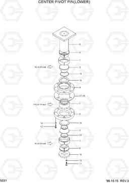 5031 CENTER PIVOT PIN(LOWER) HL730-3(-#1000), Hyundai