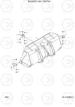 6032 BUCKET(1.9M3,TOOTH) HL730-3(-#1000), Hyundai