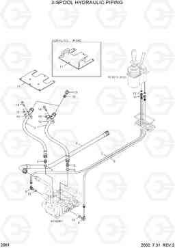 2061 3-SPOOL HYDRAULIC PIPING HL730-3(#1001-), Hyundai