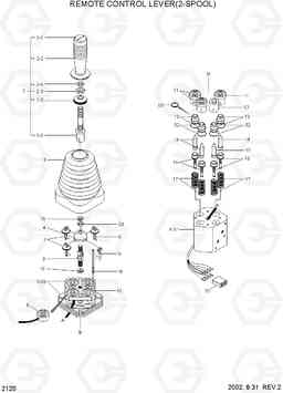 2120 REMOTE CONTROL LEVER(2-SPOOL) HL730-3(#1001-), Hyundai