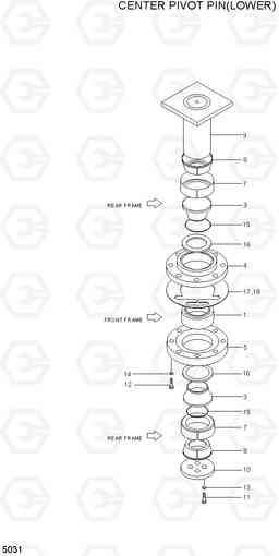 5031 CENTER PIVOT PIN(LOWER) HL730-3(#1001-), Hyundai