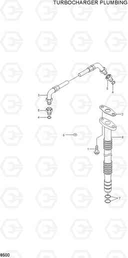 8500 TURBOCHARGER PLUMBING HL730-3(#1001-), Hyundai