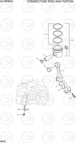 9410 CONNECTING ROD AND PISTON HL730TM-9, Hyundai