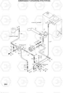 2063 EMERGENCY STEERING HYD PIPING HL730TM-3(-#1000), Hyundai