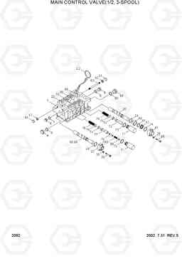 2082 MAIN CONTROL VALVE(1/2, 3-SPOOL) HL730TM-3(-#1000), Hyundai