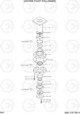 5031 CENTER PIVOT PIN(LOWER) HL730TM-3(-#1000), Hyundai