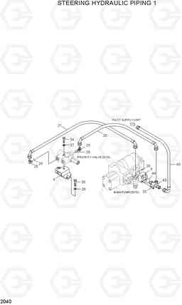 2040 STEERING HYDRAULIC PIPING 1 HL730TM-3(#1001-), Hyundai