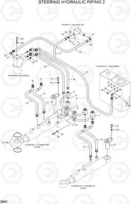 2041 STEERING HYDRAULIC PIPING 2 HL730TM-3(#1001-), Hyundai