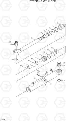 2160 STEERING CYLINDER HL730TM-3(#1001-), Hyundai