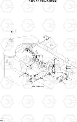 6051 GREASE PIPING(REAR) HL730TM-3(#1001-), Hyundai