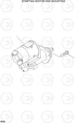 8460 STARTING MOTOR AND MOUNTING HL730TM-3(#1001-), Hyundai