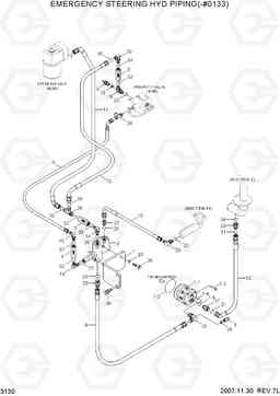 3130 EMERGENCY STEERING HYD PIPING(-#0133) HL730TM-7, Hyundai