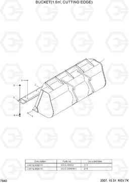 7040 BUCKET(1.6M3, CUTTING EDGE) HL730TM-7, Hyundai