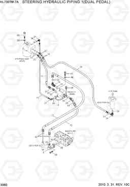 3060 STEERING HYDRAULIC PIPING 1(DUAL PEDAL) HL730TM-7A, Hyundai