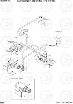 3130 EMERGENCY STEERING HYD PIPING HL730TM-7A, Hyundai