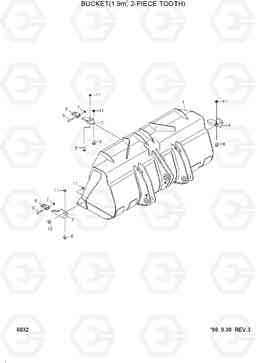 6032 BUCKET(1.9M3, 2-PIECE TOOTH) HL740-3(-#0847), Hyundai