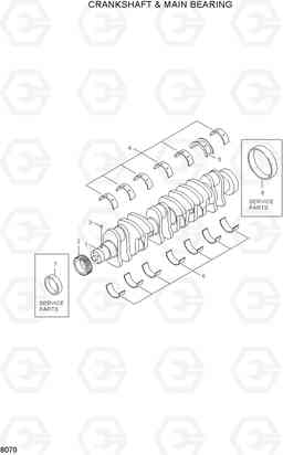 8070 CRANKSHAFT & MAIN BEARING HL740-3(-#0847), Hyundai