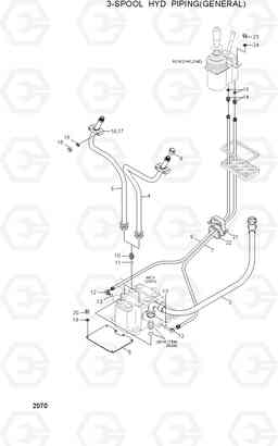 2070 3-SPOOL HYD PIPING(GENERAL) HL740-3(#0848-), Hyundai